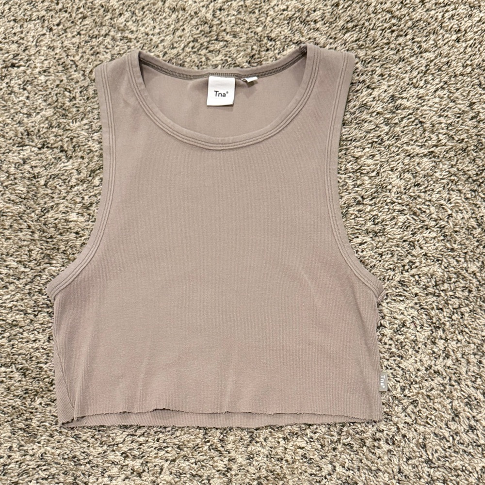 TNA Taupe Sleeveless Crop Top